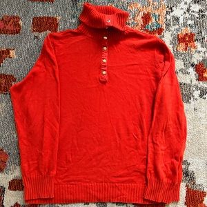 Ralph Lauren Orange snap turtleneck cotton sweater
